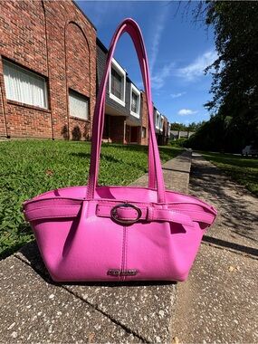 Steve Madden Hot Pink Shoulder Tote with Buckle Detail